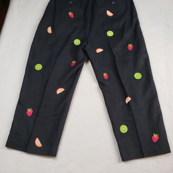 Mercer & Madison Petites Womens Linen Ankle Trouser Pant Size 12P Black Fruit - Picture 11 of 16